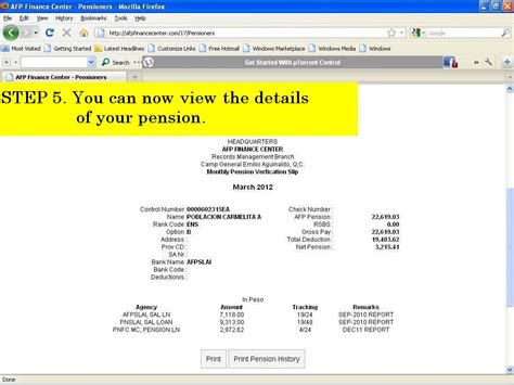 afp pension payslip online